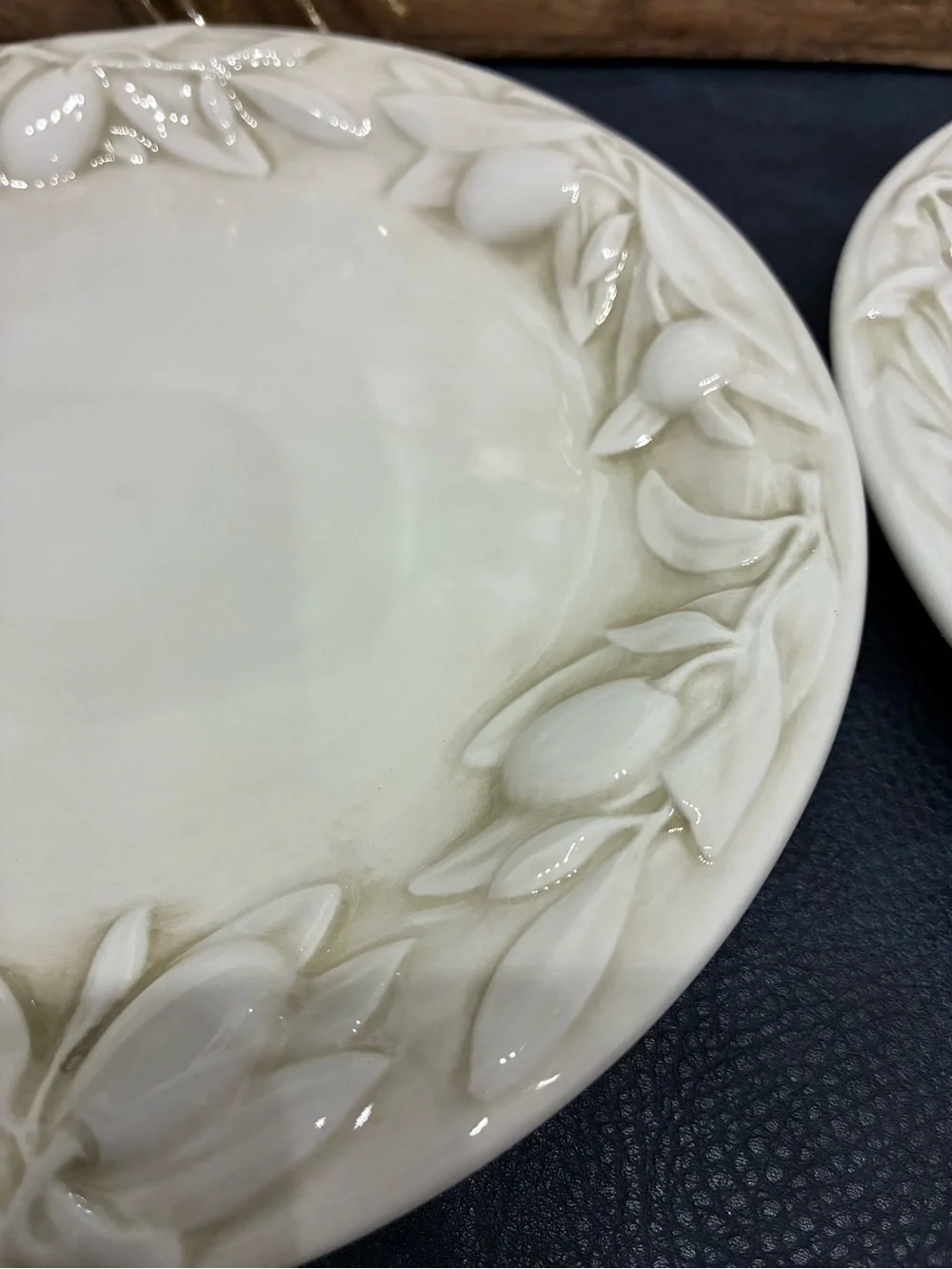 Williams Sonoma Tuscan Olive Cream Ceramic Salad Plates - Set of 4